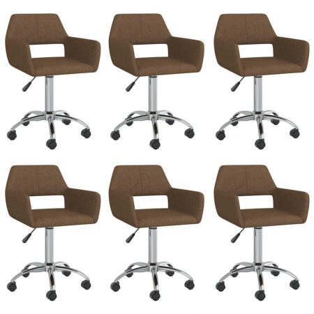 Bild på vidaXL Snurrbara matstolar 6 st brun tyg