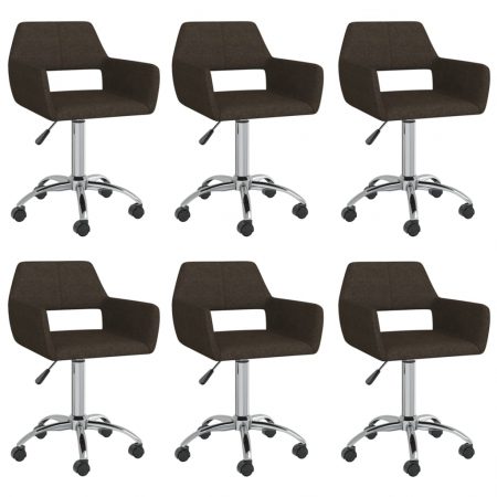 Bild på vidaXL Snurrbara matstolar 6 st mörkbrun tyg