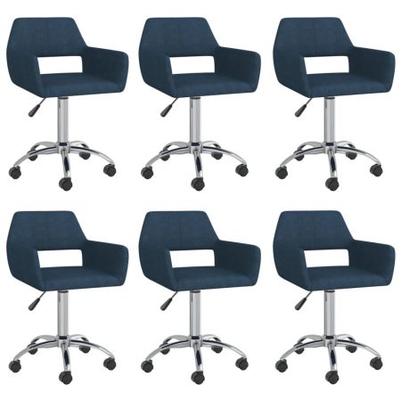 Bild på vidaXL Snurrbara matstolar 6 st blå tyg