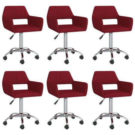 Bild på vidaXL Snurrbara matstolar 6 st vinröd tyg