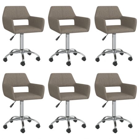 Bild på vidaXL Snurrbara matstolar 6 st taupe tyg