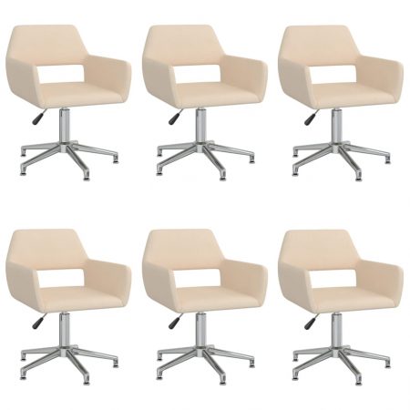 Bild på vidaXL Snurrbara matstolar 6 st gräddvit tyg