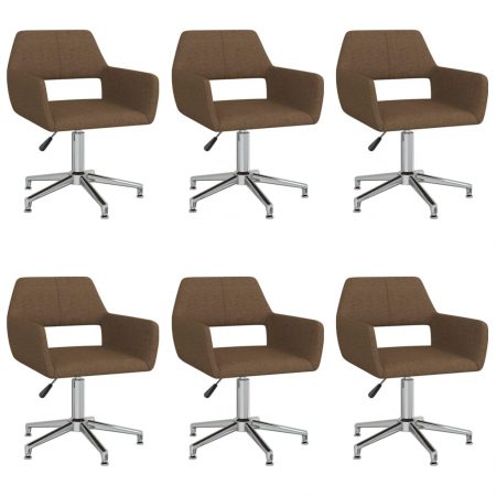 Bild på vidaXL Snurrbara matstolar 6 st brun tyg