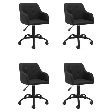 Bild på vidaXL Snurrbara matstolar 4 st svart tyg