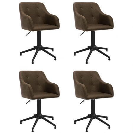 Bild på vidaXL Snurrbara matstolar 4 st mörkbrun tyg