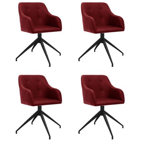 Bild på vidaXL Snurrbara matstolar 4 st vinröd tyg