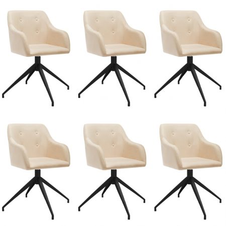 Bild på vidaXL Snurrbara matstolar 6 st gräddvit tyg