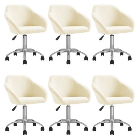 Bild på vidaXL Snurrbara matstolar 6 st gräddvit tyg