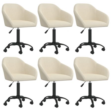 Bild på vidaXL Snurrbara matstolar 6 st gräddvit sammet