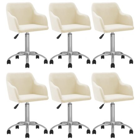 Bild på vidaXL Snurrbara matstolar 6 st gräddvit tyg
