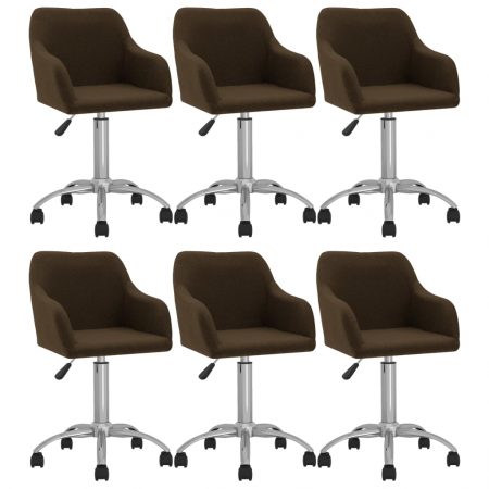 Bild på vidaXL Snurrbara matstolar 6 st mörkbrun tyg