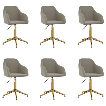 Bild på vidaXL Snurrbara matstolar 6 st ljusgrå sammet