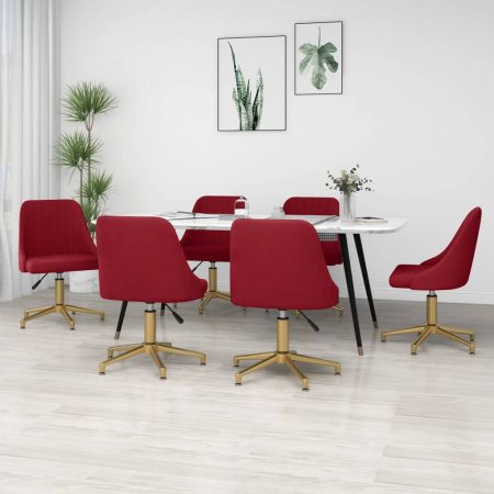 Bild på vidaXL Snurrbara matstolar 6 st vinröd sammet