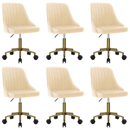 Bild på vidaXL Snurrbara matstolar 6 st gräddvit sammet