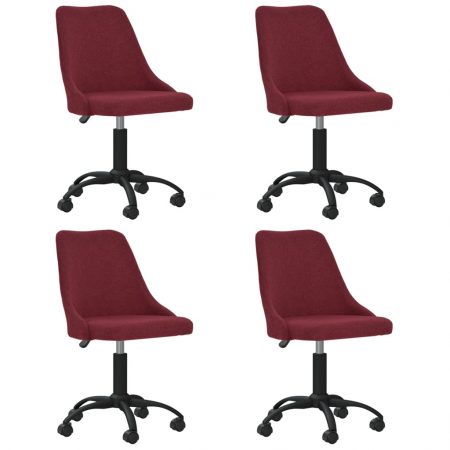 Bild på vidaXL Snurrbara matstolar 4 st vinröd tyg