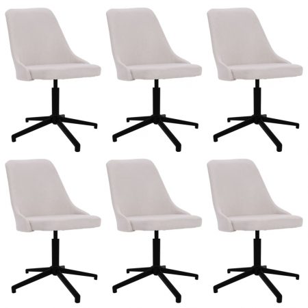 Bild på vidaXL Snurrbara matstolar 6 st gräddvit tyg