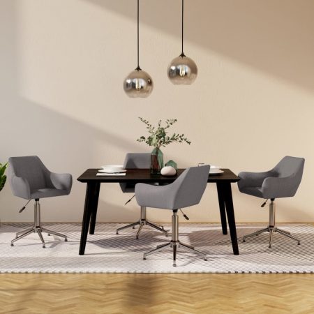 Bild på vidaXL Snurrbara matstolar 4 st ljusgrå tyg