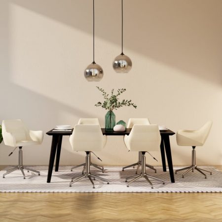 Bild på vidaXL Snurrbara matstolar 6 st gräddvit tyg