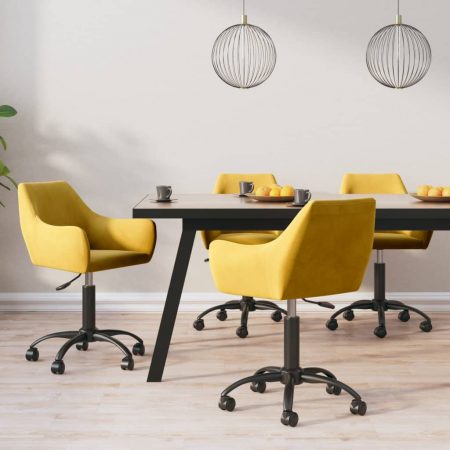 Bild på vidaXL Snurrbara matstolar 4 st senapsgul sammet