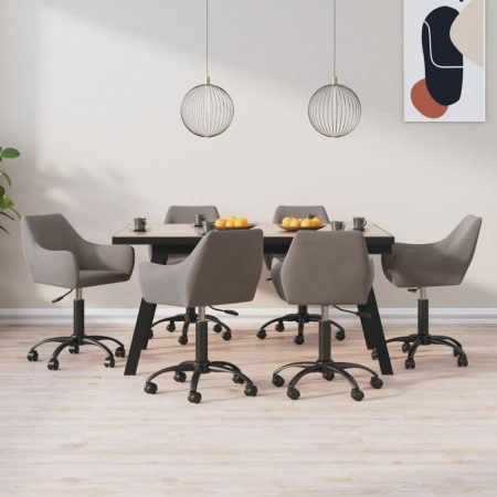 Bild på vidaXL Snurrbara matstolar 6 st ljusgrå sammet