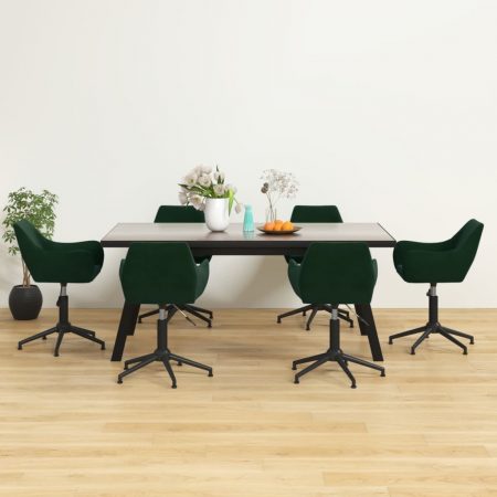 Bild på vidaXL Snurrbara matstolar 6 st mörkgrön sammet