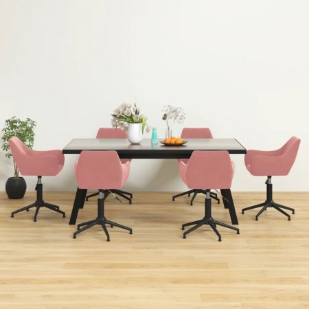 Bild på vidaXL Snurrbara matstolar 6 st rosa sammet