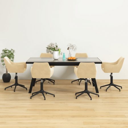 Bild på vidaXL Snurrbara matstolar 6 st gräddvit sammet