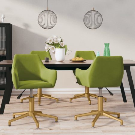 Bild på vidaXL Snurrbara matstolar 4 st ljusgrön sammet