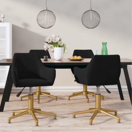 Bild på vidaXL Snurrbara matstolar 4 st svart sammet