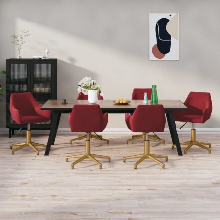 Bild på vidaXL Snurrbara matstolar 6 st vinröd sammet