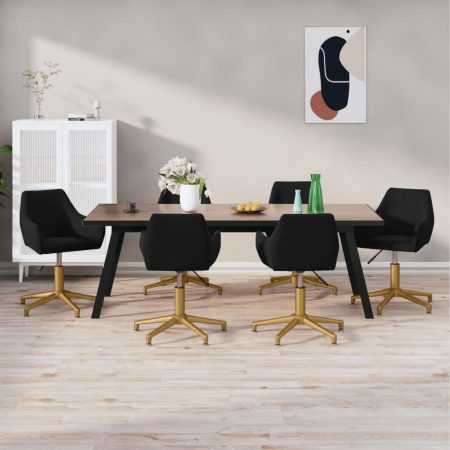 Bild på vidaXL Snurrbara matstolar 6 st svart sammet