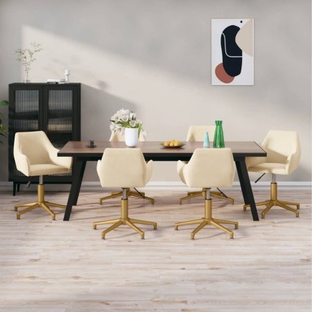 Bild på vidaXL Snurrbara matstolar 6 st gräddvit sammet