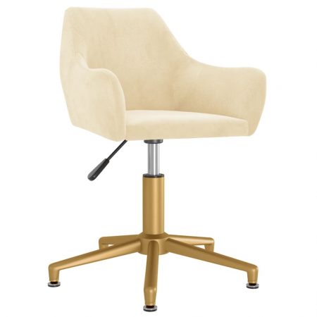 Bild på vidaXL Snurrbar kontorsstol gräddvit sammet