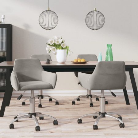Bild på vidaXL Snurrbara matstolar 4 st ljusgrå sammet