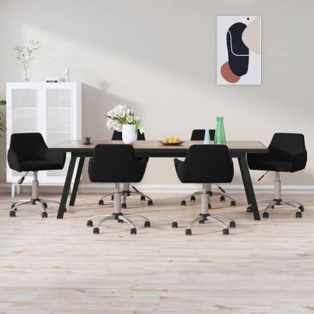 Bild på vidaXL Snurrbara matstolar 6 st svart sammet