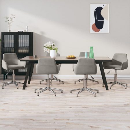 Bild på vidaXL Snurrbara matstolar 6 st ljusgrå sammet