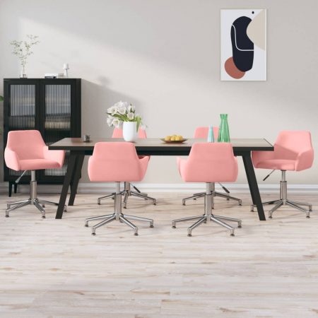 Bild på vidaXL Snurrbara matstolar 6 st rosa sammet