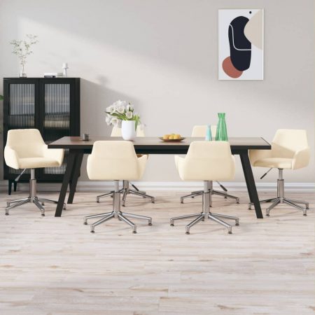 Bild på vidaXL Snurrbara matstolar 6 st gräddvit sammet