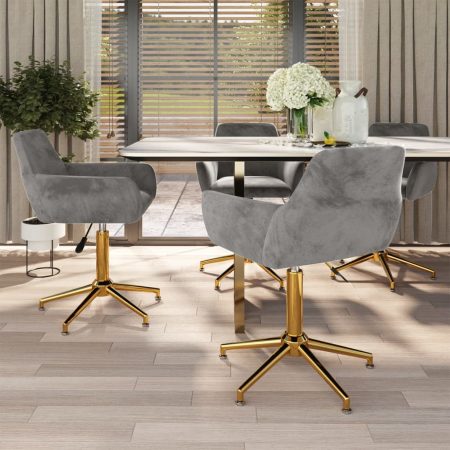 Bild på vidaXL Snurrbara matstolar 4 st ljusgrå sammet