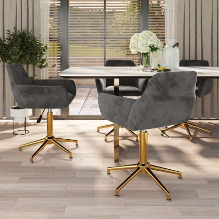 Bild på vidaXL Snurrbara matstolar 4 st mörkgrå sammet