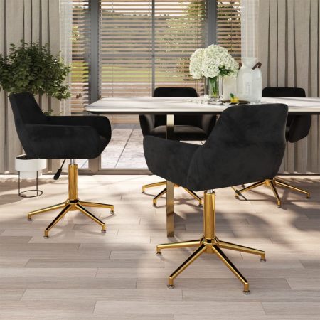 Bild på vidaXL Snurrbara matstolar 4 st svart sammet