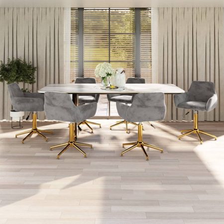 Bild på vidaXL Snurrbara matstolar 6 st ljusgrå sammet