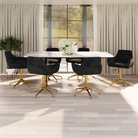 Bild på vidaXL Snurrbara matstolar 6 st svart sammet