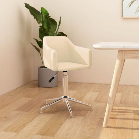 Bild på vidaXL Snurrbar kontorsstol gräddvit tyg