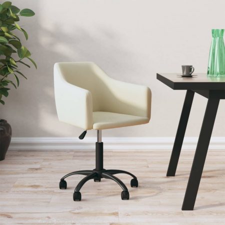 Bild på vidaXL Snurrbar kontorsstol gräddvit sammet