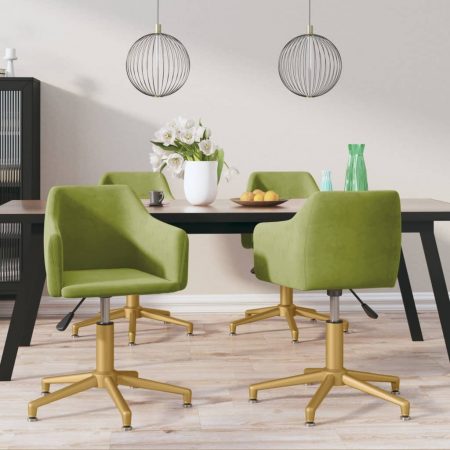 Bild på vidaXL Snurrbara matstolar 4 st ljusgrön sammet