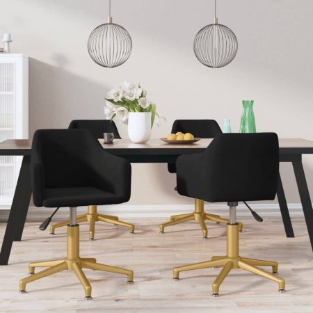 Bild på vidaXL Snurrbara matstolar 4 st svart sammet