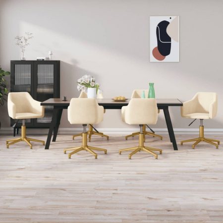 Bild på vidaXL Snurrbara matstolar 6 st gräddvit sammet