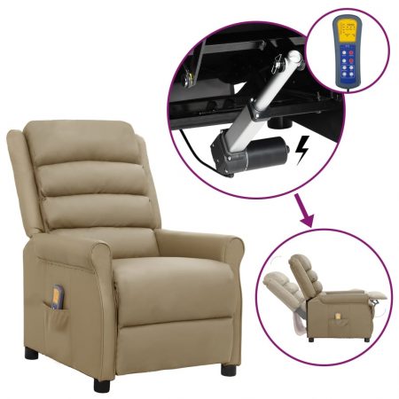 Bild på vidaXL Massagefåtölj med uppresningshjälp cappuccino konstläder