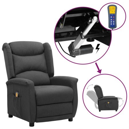 Bild på vidaXL Massagefåtölj med uppresningshjälp mörkgrå tyg